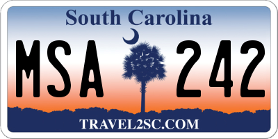 SC license plate MSA242