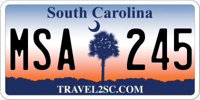 SC license plate MSA245