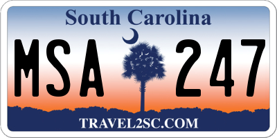 SC license plate MSA247