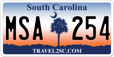 SC license plate MSA254