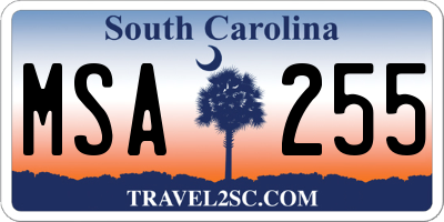 SC license plate MSA255