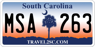 SC license plate MSA263