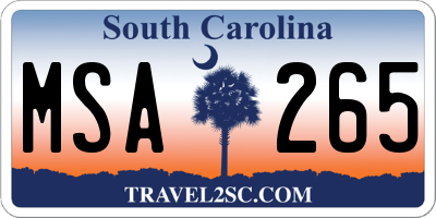 SC license plate MSA265