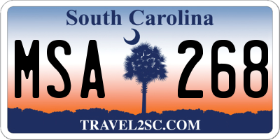 SC license plate MSA268