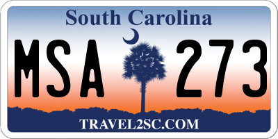SC license plate MSA273