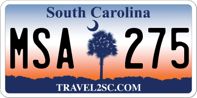 SC license plate MSA275