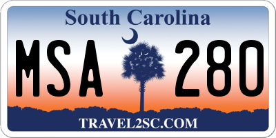 SC license plate MSA280