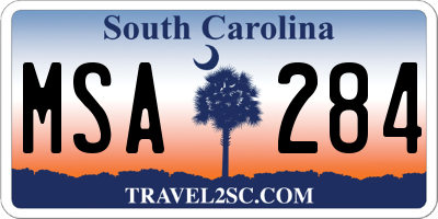 SC license plate MSA284