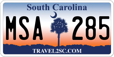 SC license plate MSA285