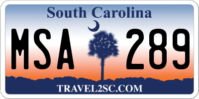 SC license plate MSA289