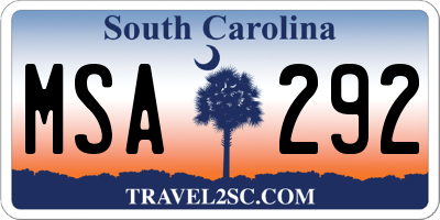 SC license plate MSA292