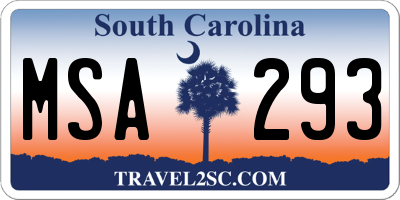 SC license plate MSA293