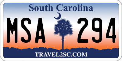 SC license plate MSA294