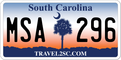 SC license plate MSA296