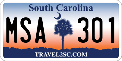 SC license plate MSA301