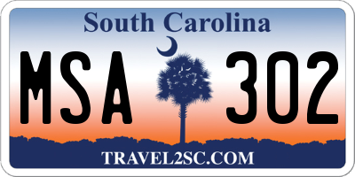 SC license plate MSA302
