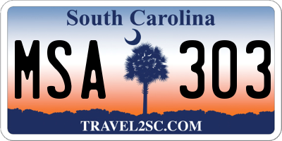 SC license plate MSA303