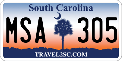 SC license plate MSA305