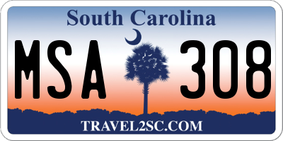 SC license plate MSA308