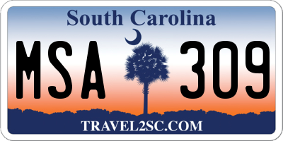 SC license plate MSA309
