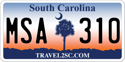 SC license plate MSA310