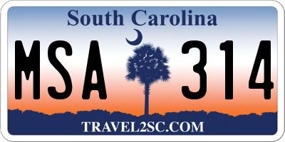 SC license plate MSA314
