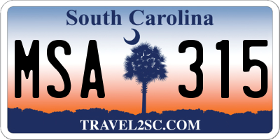 SC license plate MSA315