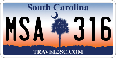 SC license plate MSA316