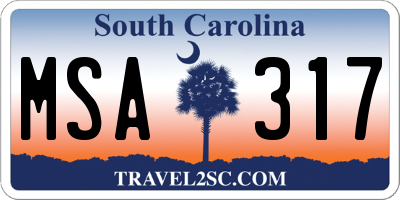SC license plate MSA317