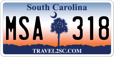 SC license plate MSA318
