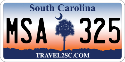 SC license plate MSA325
