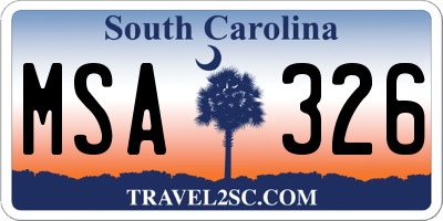 SC license plate MSA326