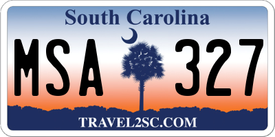SC license plate MSA327