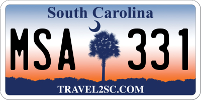 SC license plate MSA331
