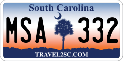 SC license plate MSA332