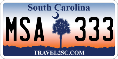 SC license plate MSA333
