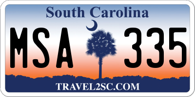 SC license plate MSA335