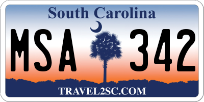 SC license plate MSA342