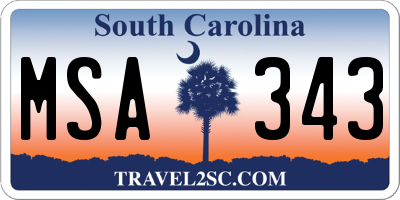 SC license plate MSA343