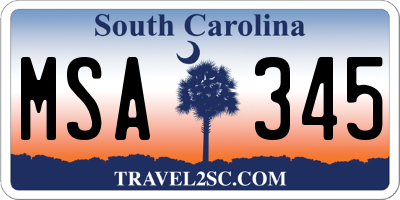 SC license plate MSA345