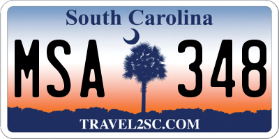 SC license plate MSA348