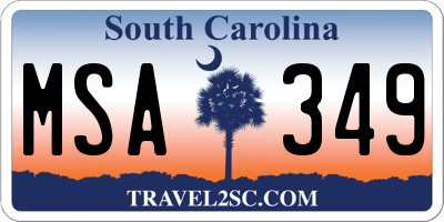 SC license plate MSA349