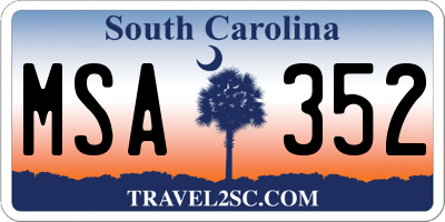 SC license plate MSA352