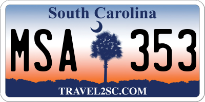 SC license plate MSA353
