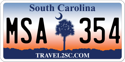 SC license plate MSA354