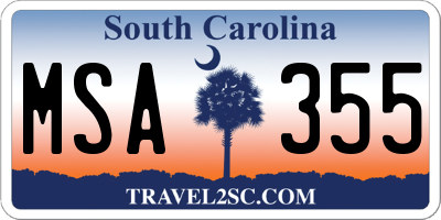 SC license plate MSA355