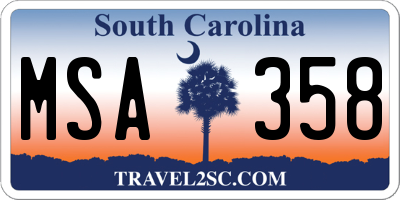 SC license plate MSA358