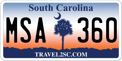 SC license plate MSA360