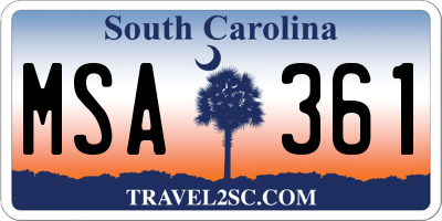 SC license plate MSA361