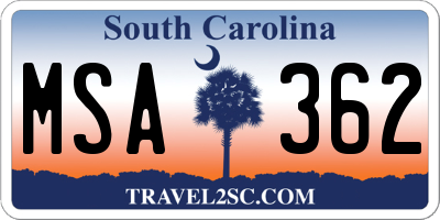 SC license plate MSA362